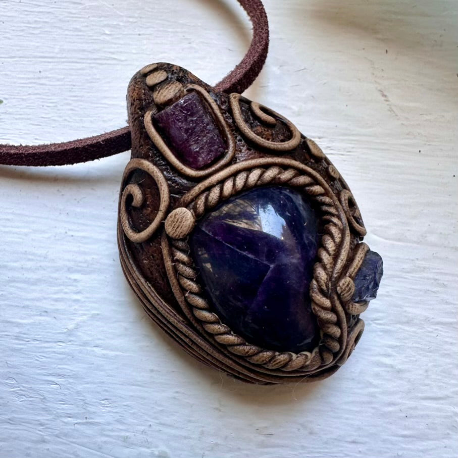 Amethyst Ruby and Tanzanite Necklace - FairyGardenGlow