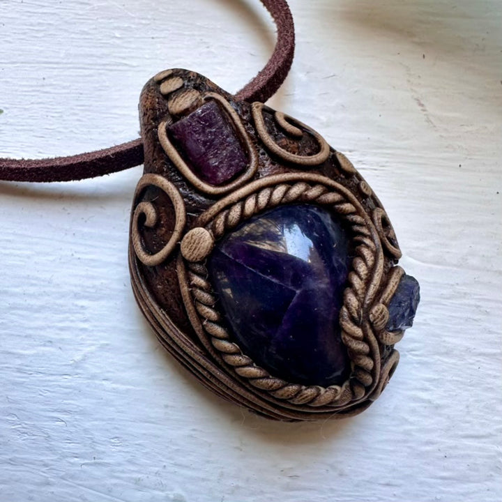 Amethyst Ruby and Tanzanite Necklace - FairyGardenGlow