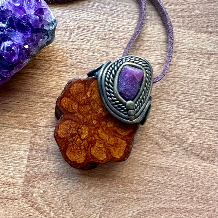 Ayahuasca Vine Necklace, Raw Ruby Pendant Necklace - FairyGardenGlow