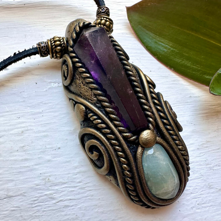 Amethyst and Aquamarine Necklace - FairyGardenGlow