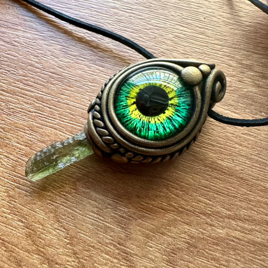 Moldavite Eye Necklace - FairyGardenGlow