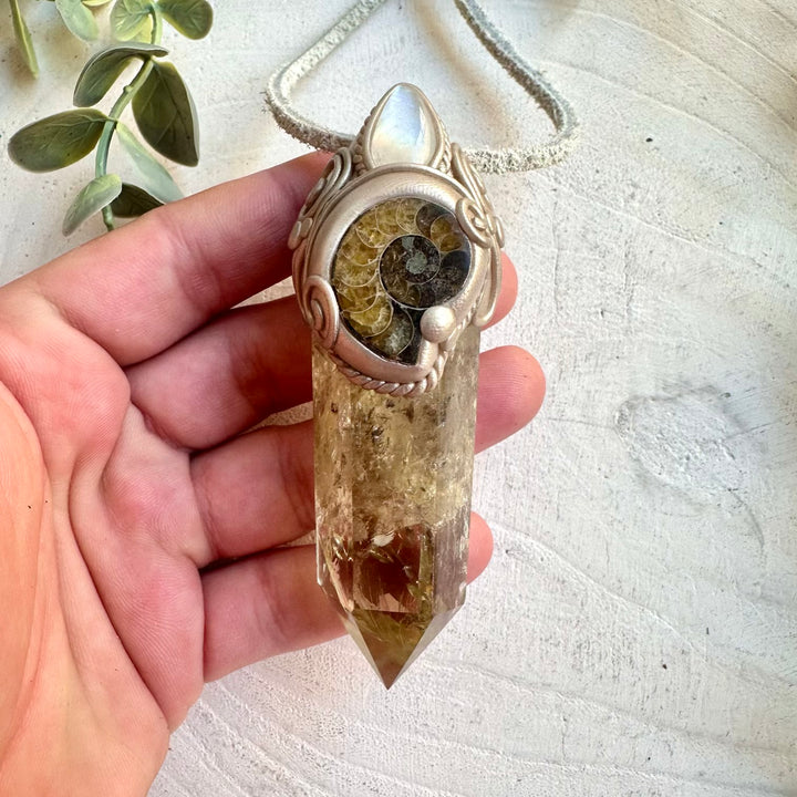 Divine feminine crystal wand necklace boho healing talisman jewelry
