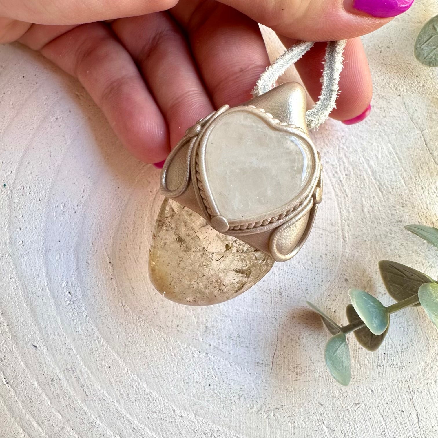 Clear Quartz Heart & Citrine Necklace – Healing Crystal Jewelry