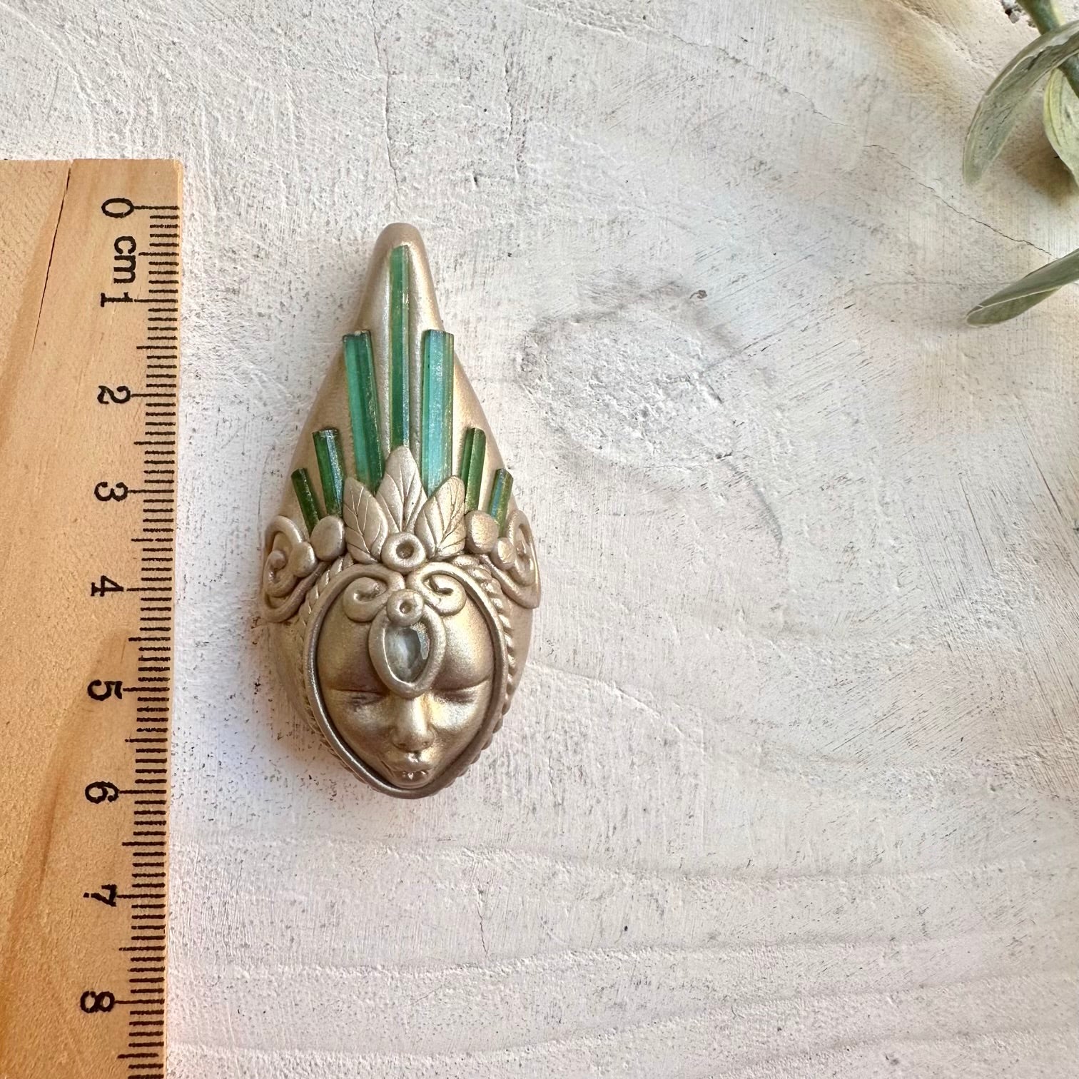 Statement crystal necklace goddess jewelry green gemstone 