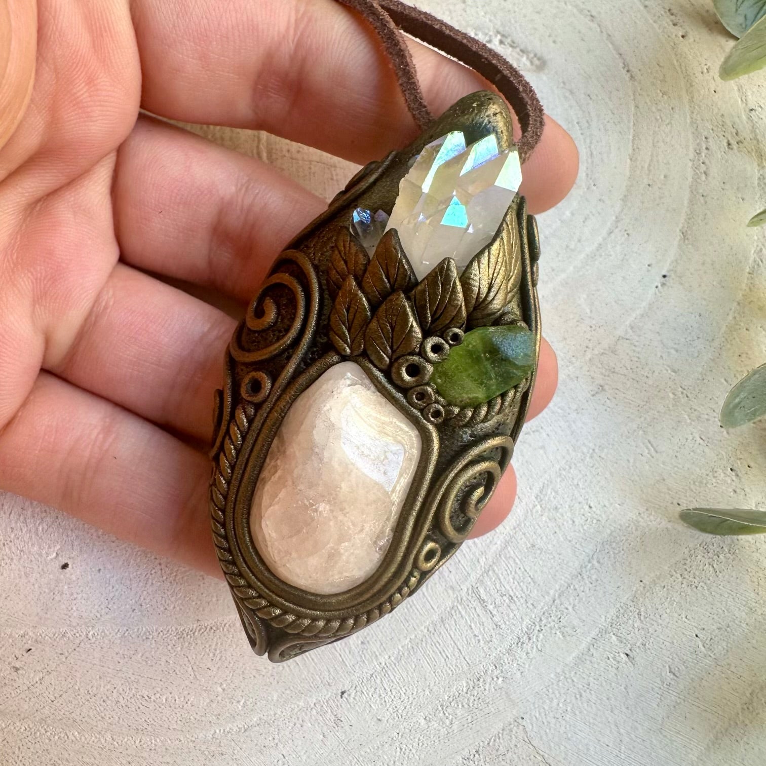 Crystal necklace designed for joy and heart healing
