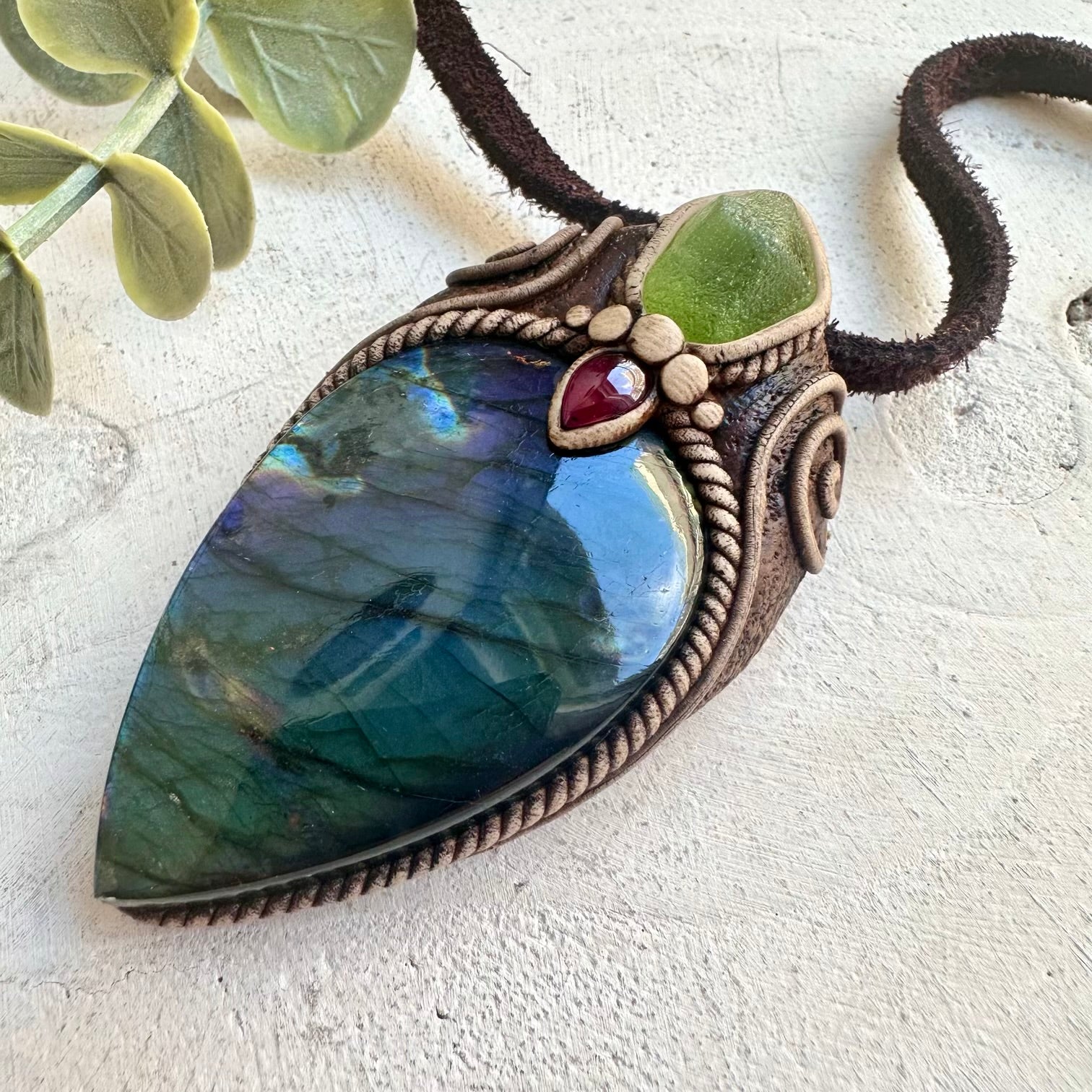 Healing crystal jewelry featuring Labradorite, Peridot and Garnet