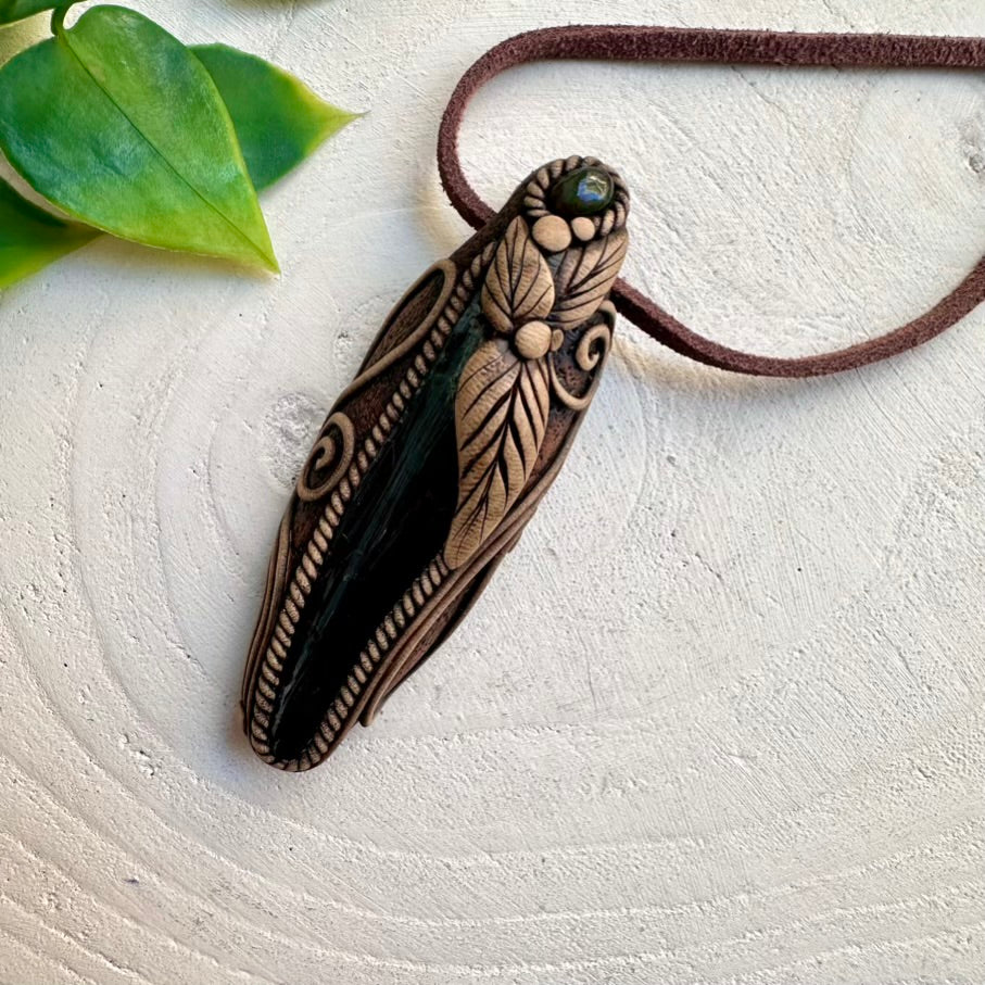 Vivianite and Black Ethiopian Opal Necklace