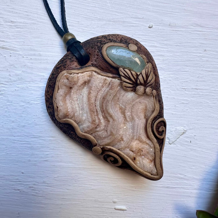 Chalcedony Rose and Aquamarine Necklace - FairyGardenGlow