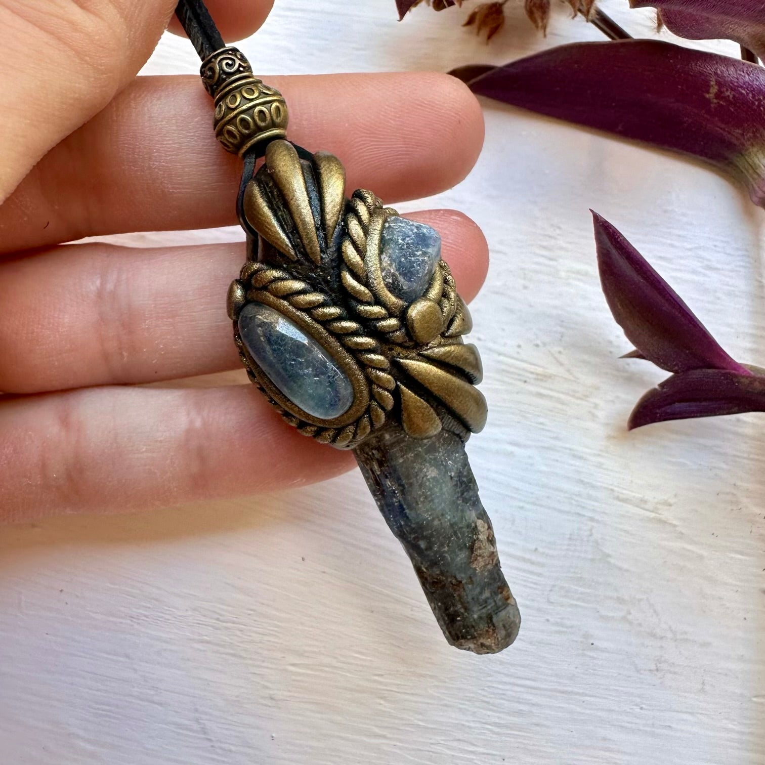 Blue Kyanite Aquamarine and Raw Blue Sapphire Necklace - FairyGardenGlow