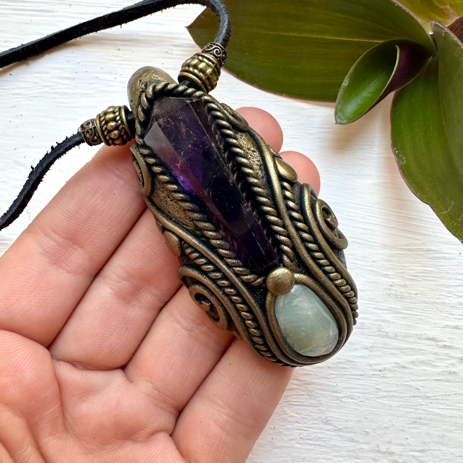 Amethyst and Aquamarine Necklace - FairyGardenGlow