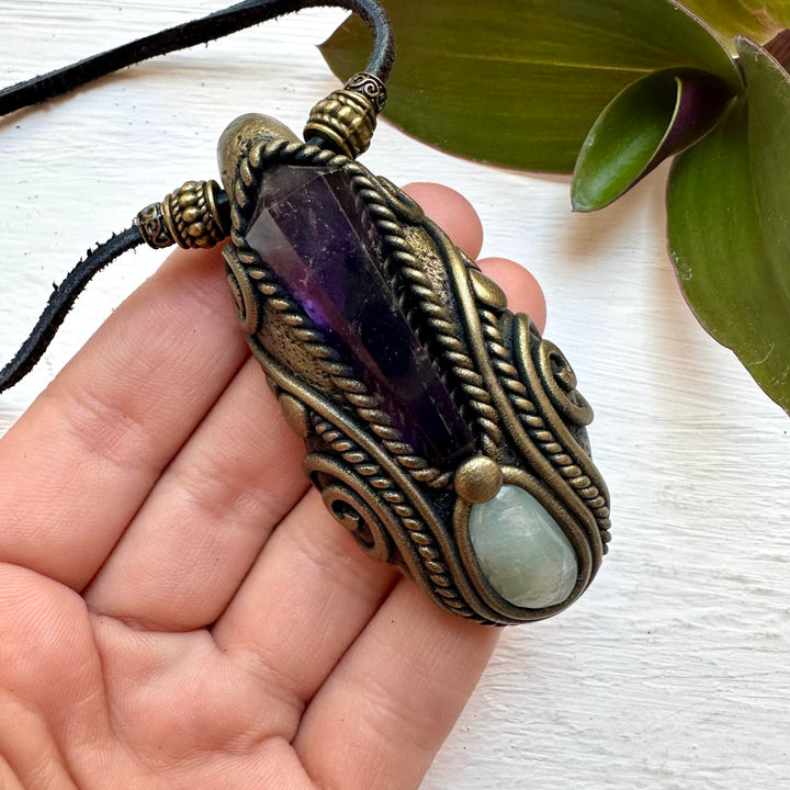 Amethyst and Aquamarine Necklace - FairyGardenGlow