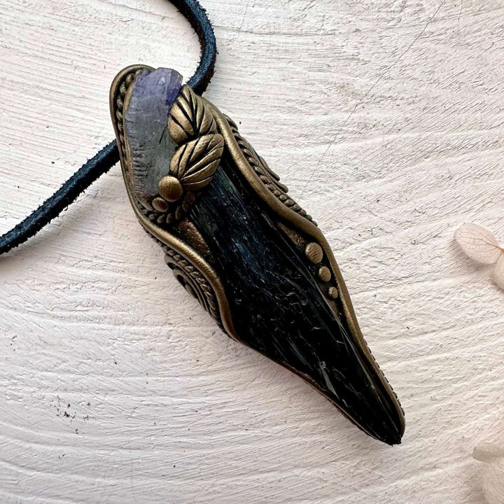 Vivianite and Tanzanite Pendant - FairyGardenGlow