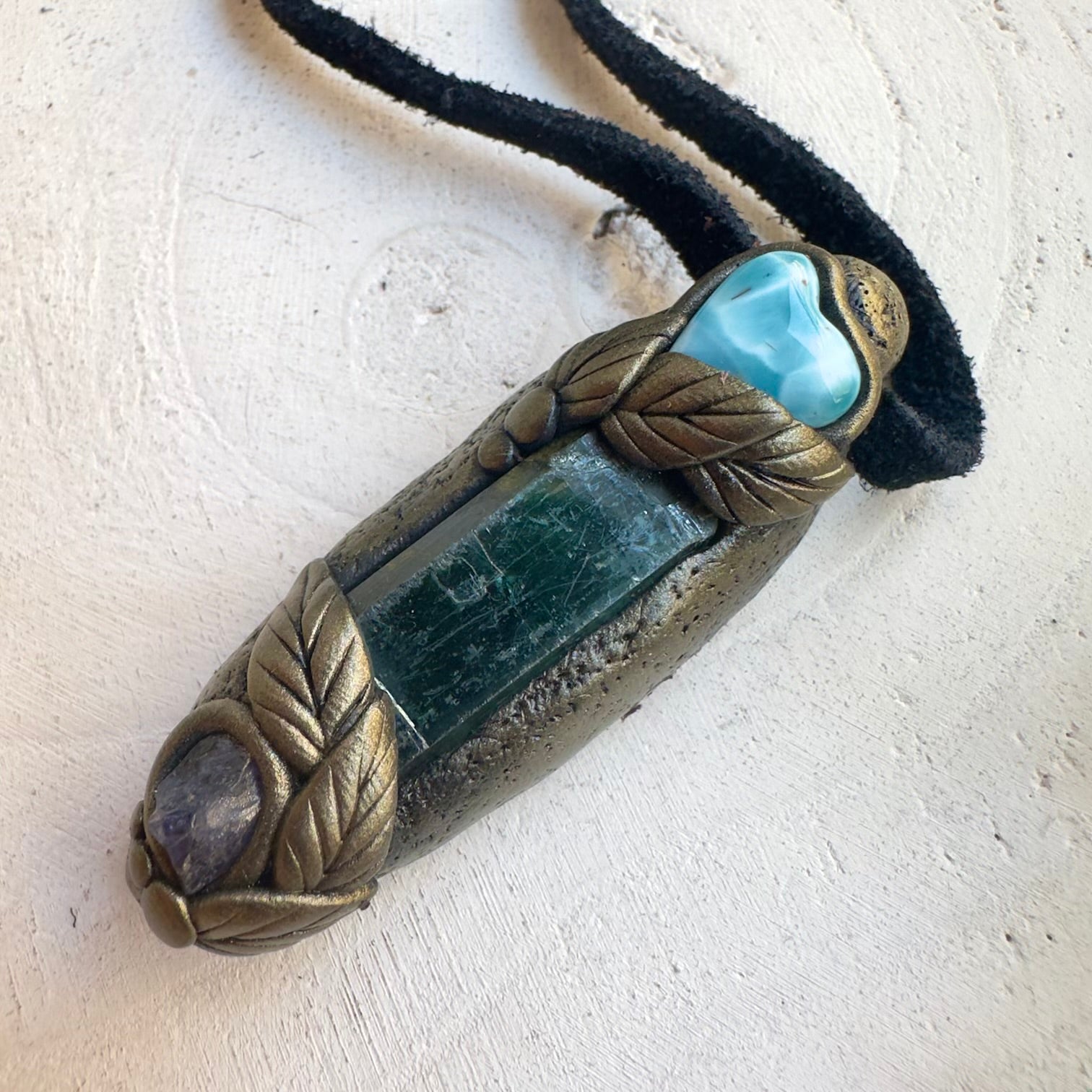 One of a kind rare gemstone necklace with high vibration crystals