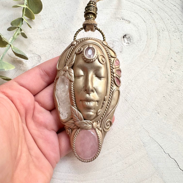One of a kind goddess necklace with multiple healing gemstones