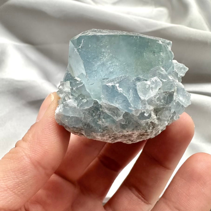 Celestite Cluster / Deep Sky Blue - Unique (04) - FairyGardenGlow