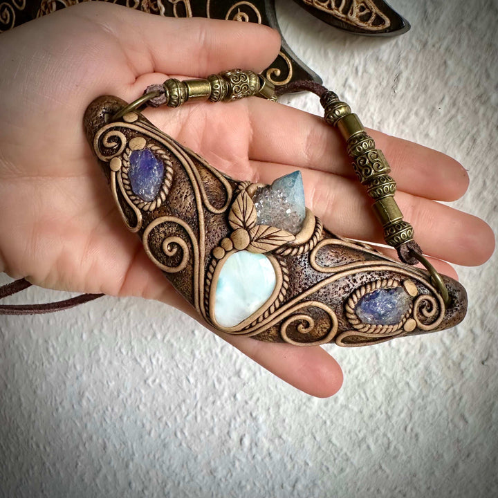 Larimar Aqua Aura Spirit Quartz and Tanzanite Statement Necklace - FairyGardenGlow