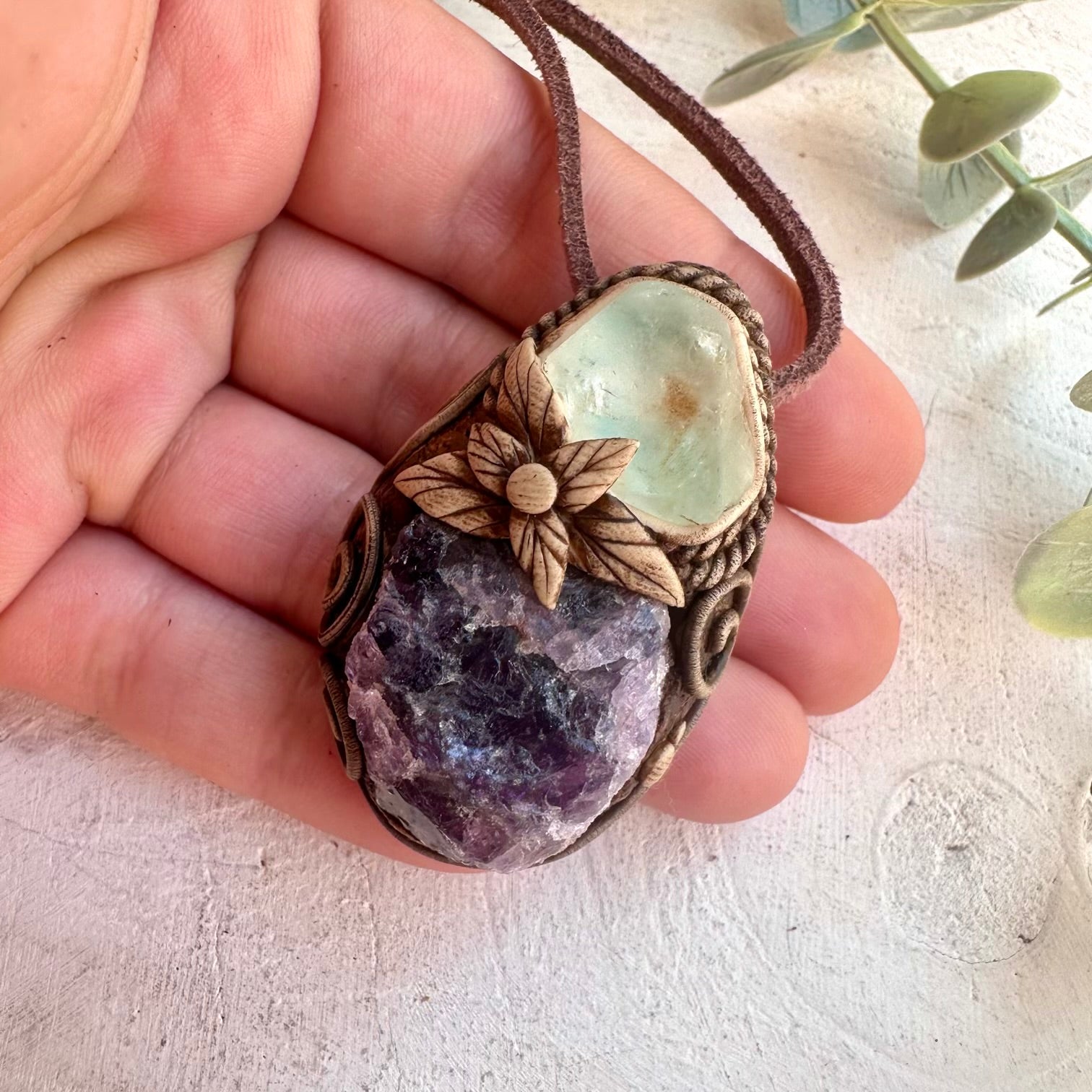 Handmade spiritual jewelry with natural Blue Topaz and Scapolite
