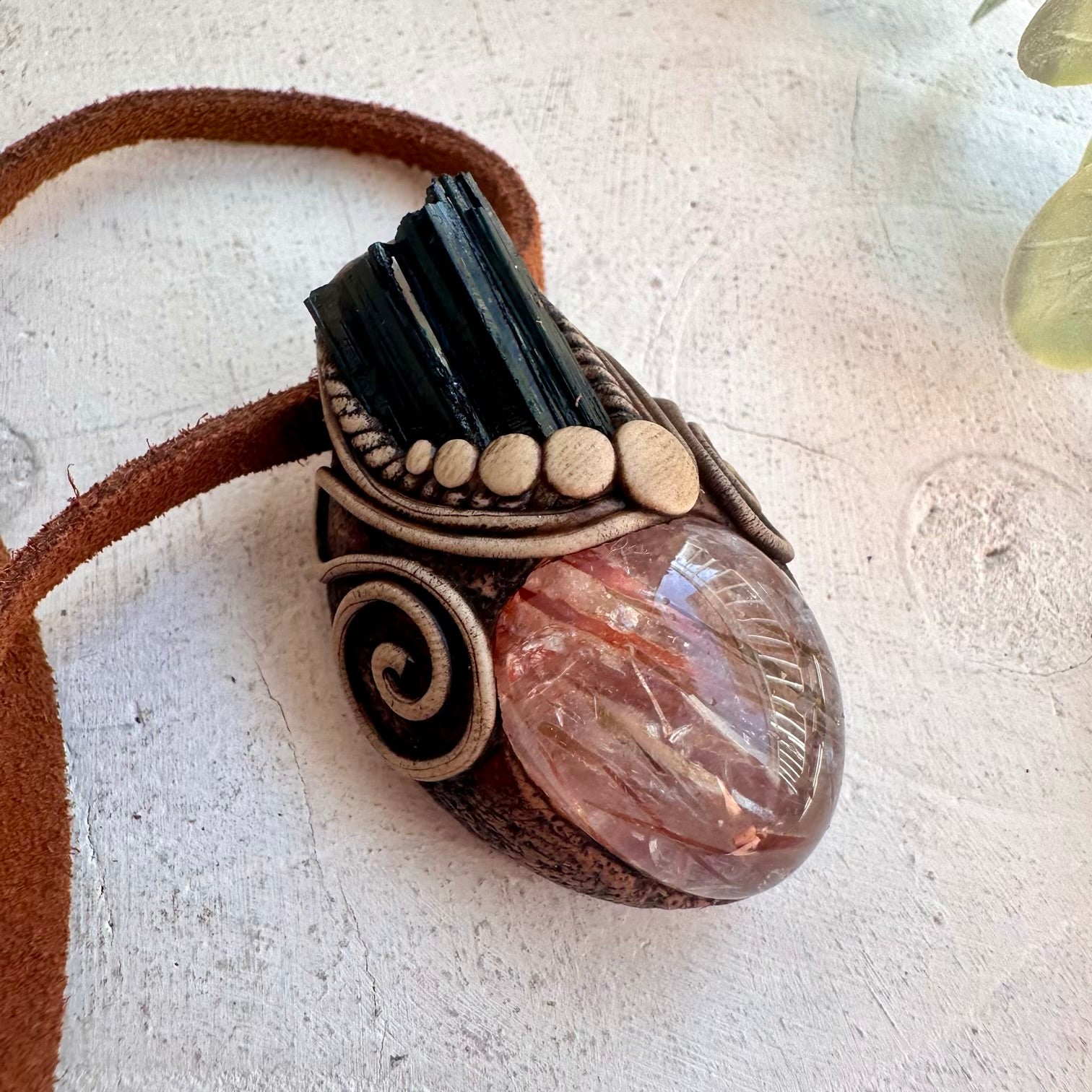 One of a kind raw crystal pendant necklace for protection