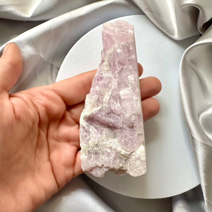 Raw Kunzite Crystal / Large - Unique - FairyGardenGlow