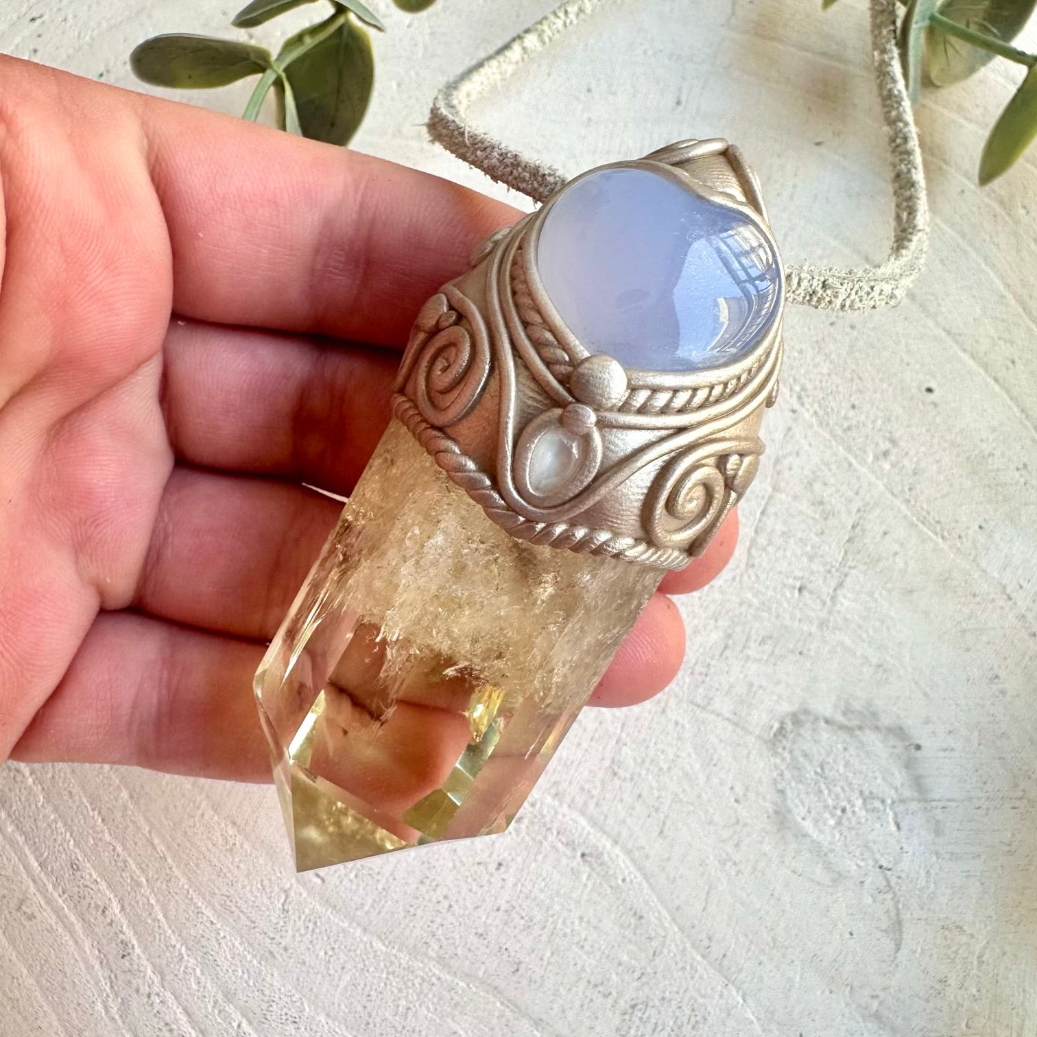 Spiritual crystal wand necklace boho talisman for clarity and manifestation energy