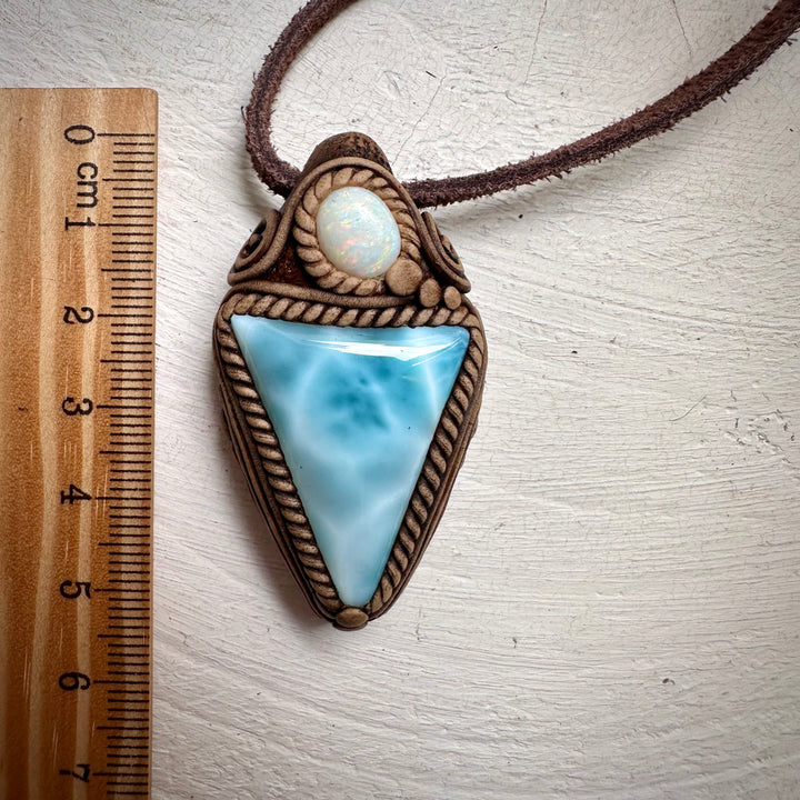 Larimar and Australian Opal Necklace - FairyGardenGlow