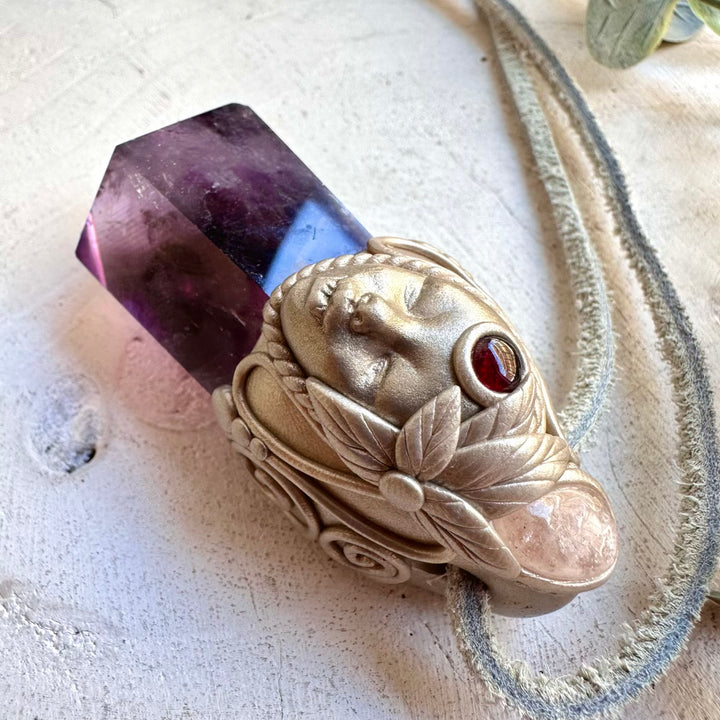 Divine Feminine Amethyst Wand Necklace – Spiritual Healing Crystal Jewelry