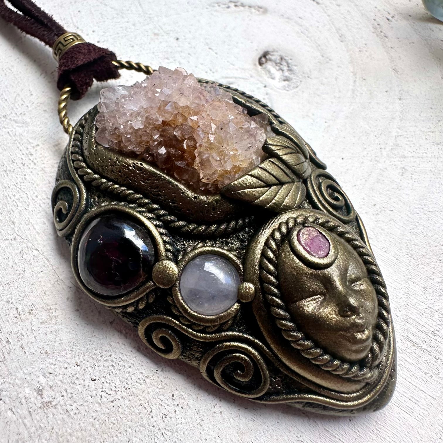 Divine Feminine Necklace with Spirit Quartz and Rose Quartz