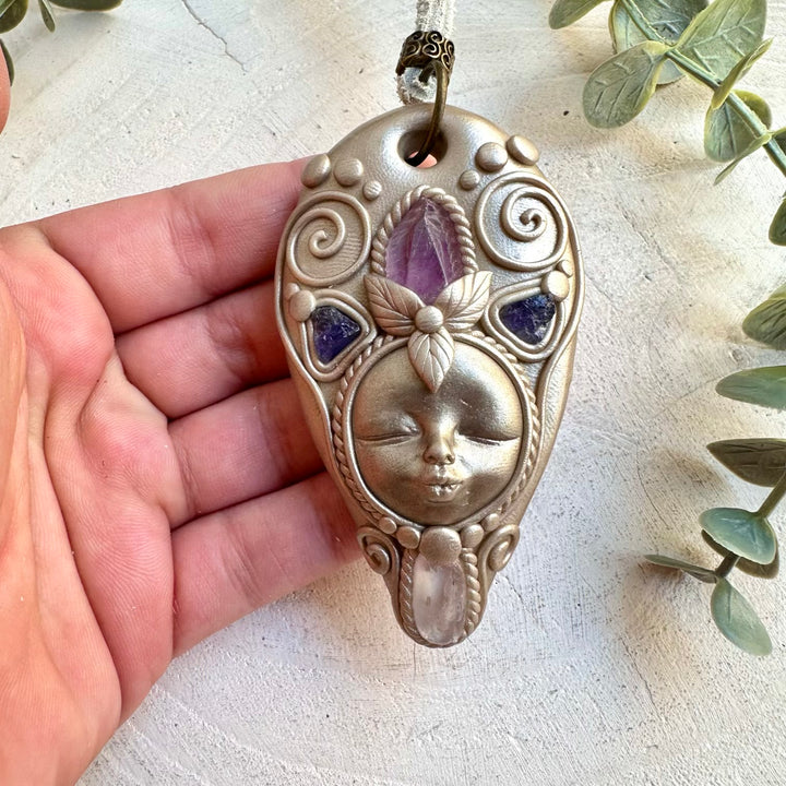 Divine feminine crystal jewelry featuring Vera Cruz Amethyst and Tanzanite
