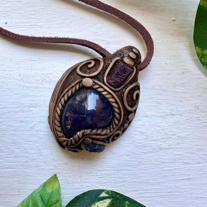 Amethyst Ruby and Tanzanite Necklace - FairyGardenGlow