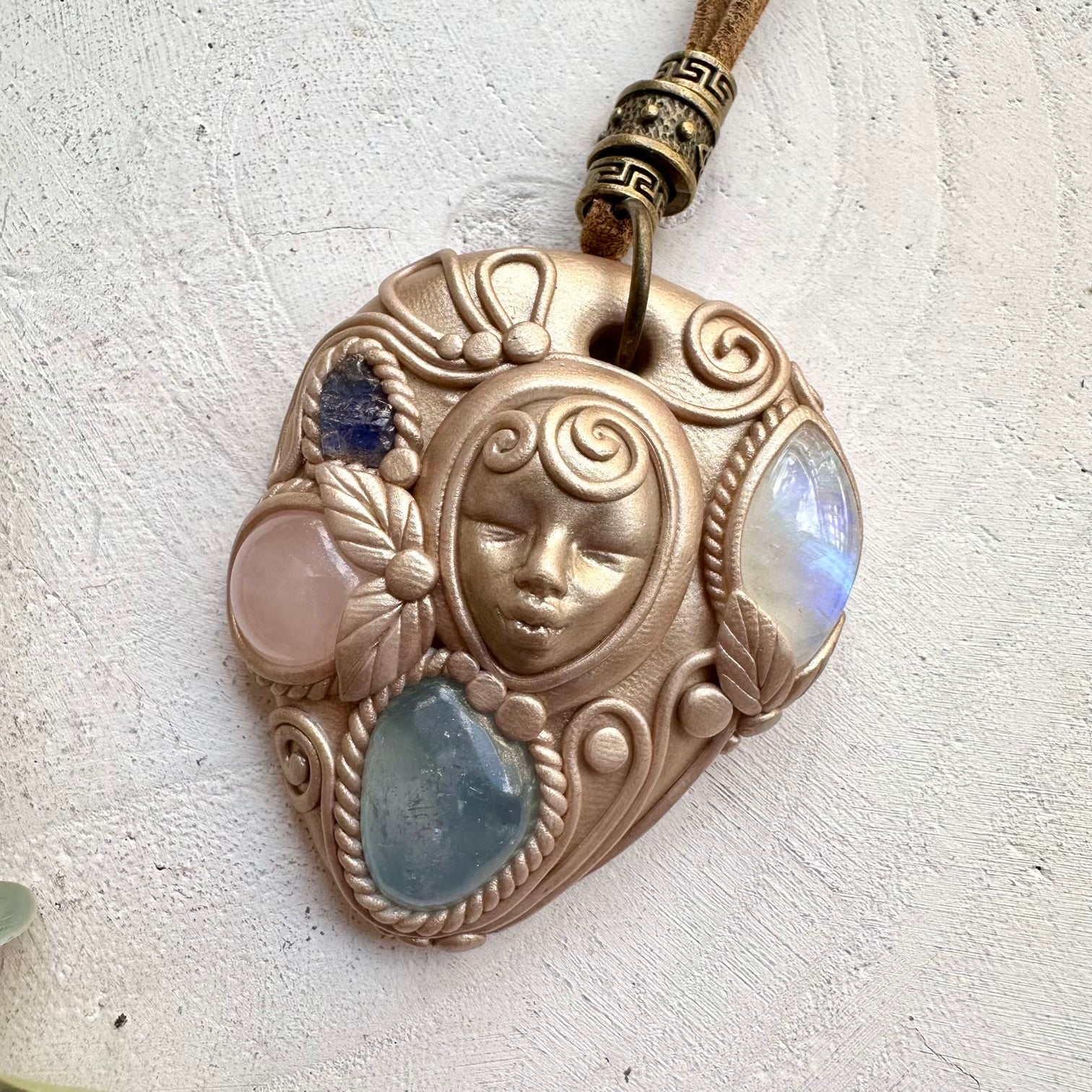 Luxury spiritual jewelry with moonstone celestite and tanzanite