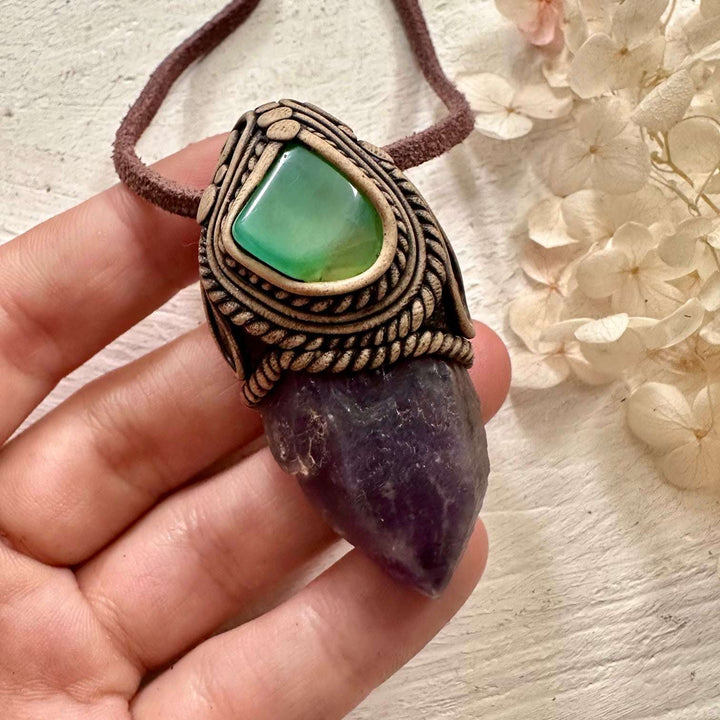 Amethyst and Chrysoprase Necklace - FairyGardenGlow