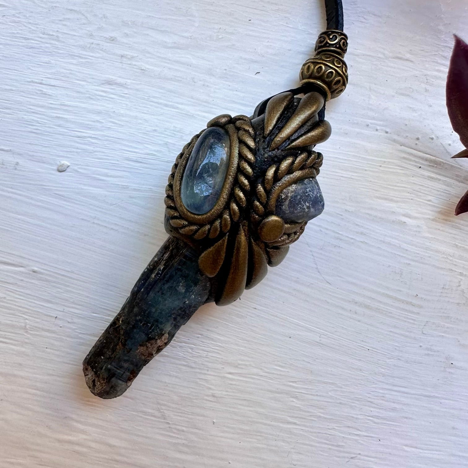 Blue Kyanite Aquamarine and Raw Blue Sapphire Necklace - FairyGardenGlow