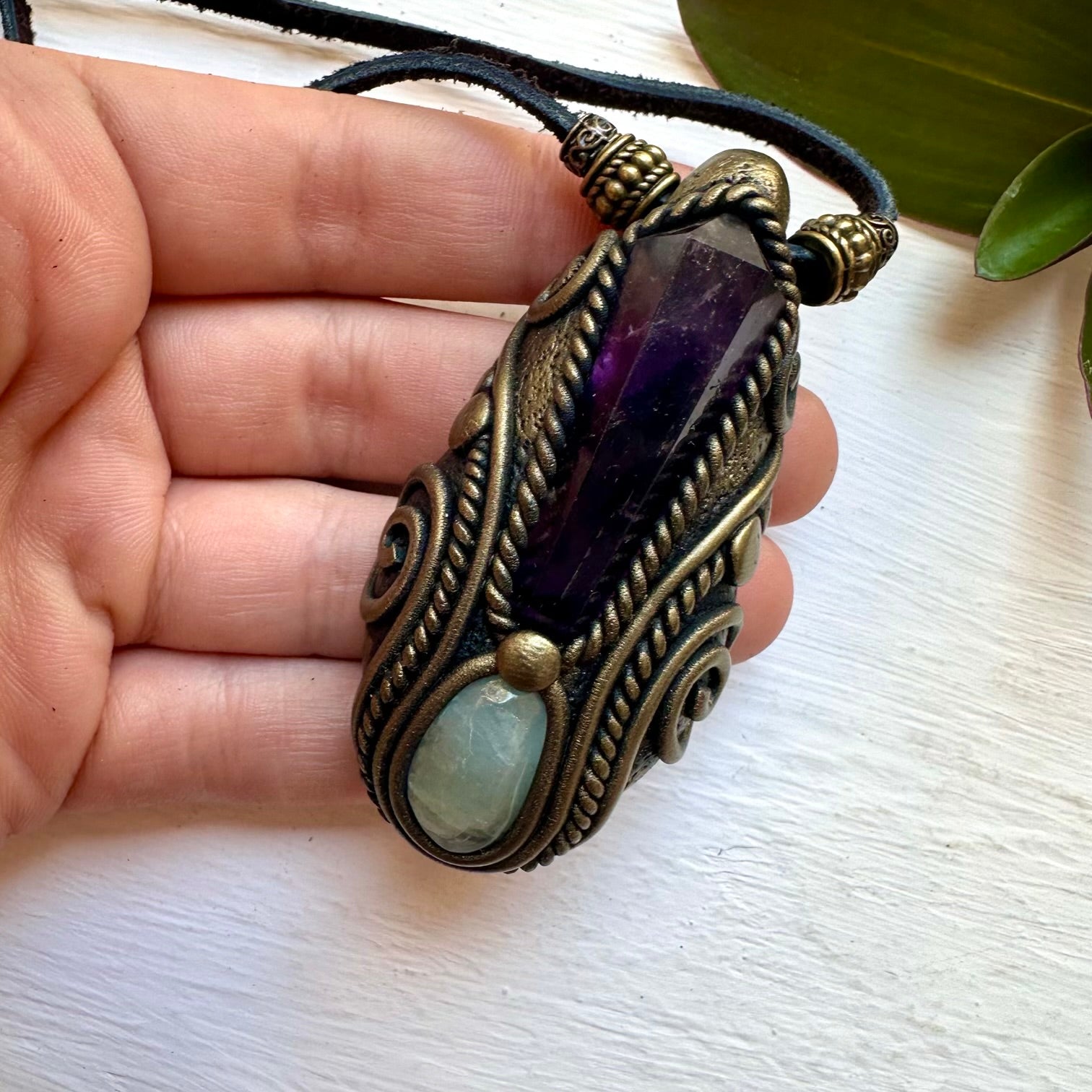 Amethyst and Aquamarine Necklace - FairyGardenGlow