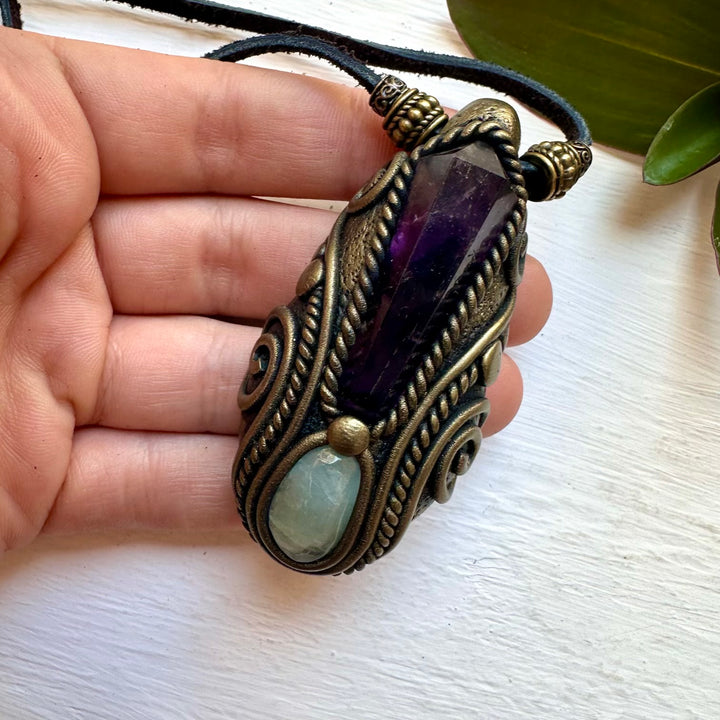 Amethyst and Aquamarine Necklace - FairyGardenGlow