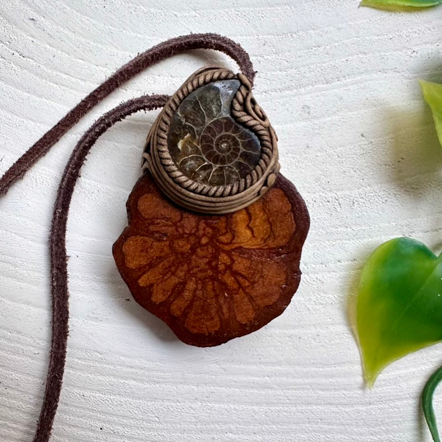 Ayahuasca Necklace with Ammonite