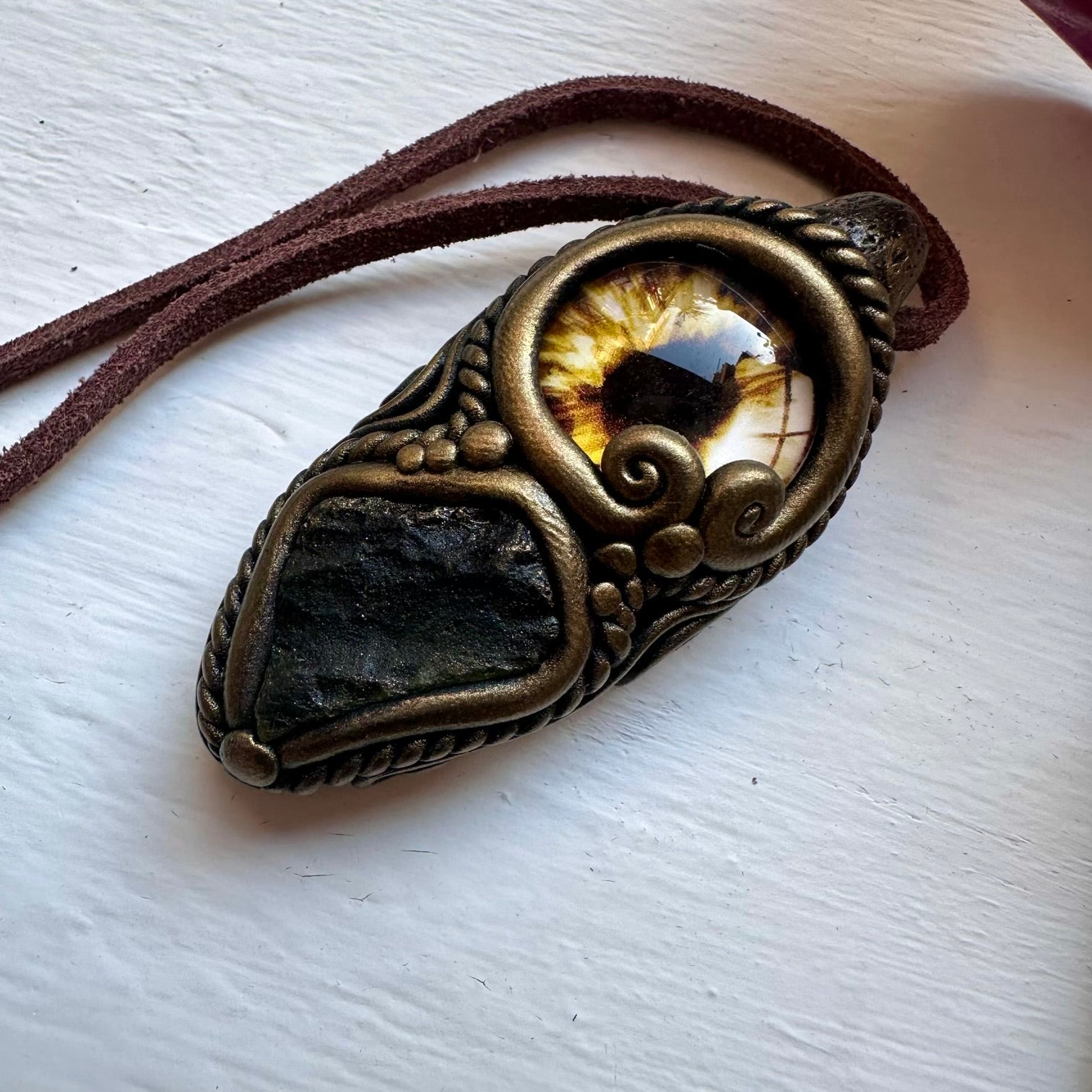 Moldavite Eye Necklace - FairyGardenGlow