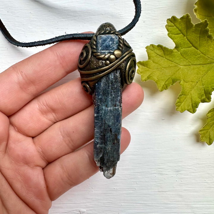 Blue Kyanite and Blue Sapphire Pendant Necklace - FairyGardenGlow