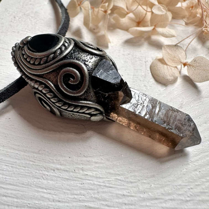 Smoky Quartz and Black Onyx Pendant - FairyGardenGlow