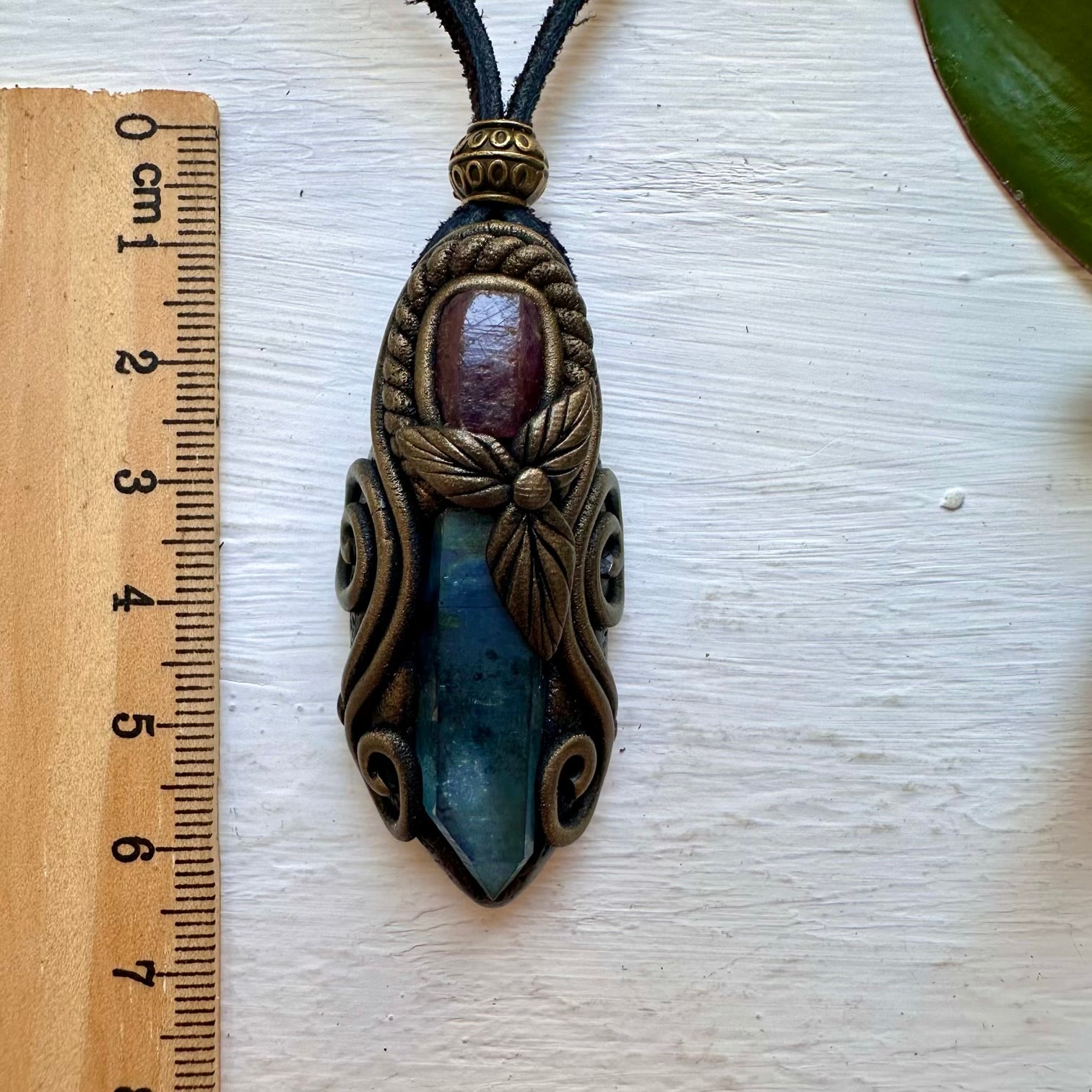 Aqua Aura Quartz and Raw Ruby Necklace - FairyGardenGlow