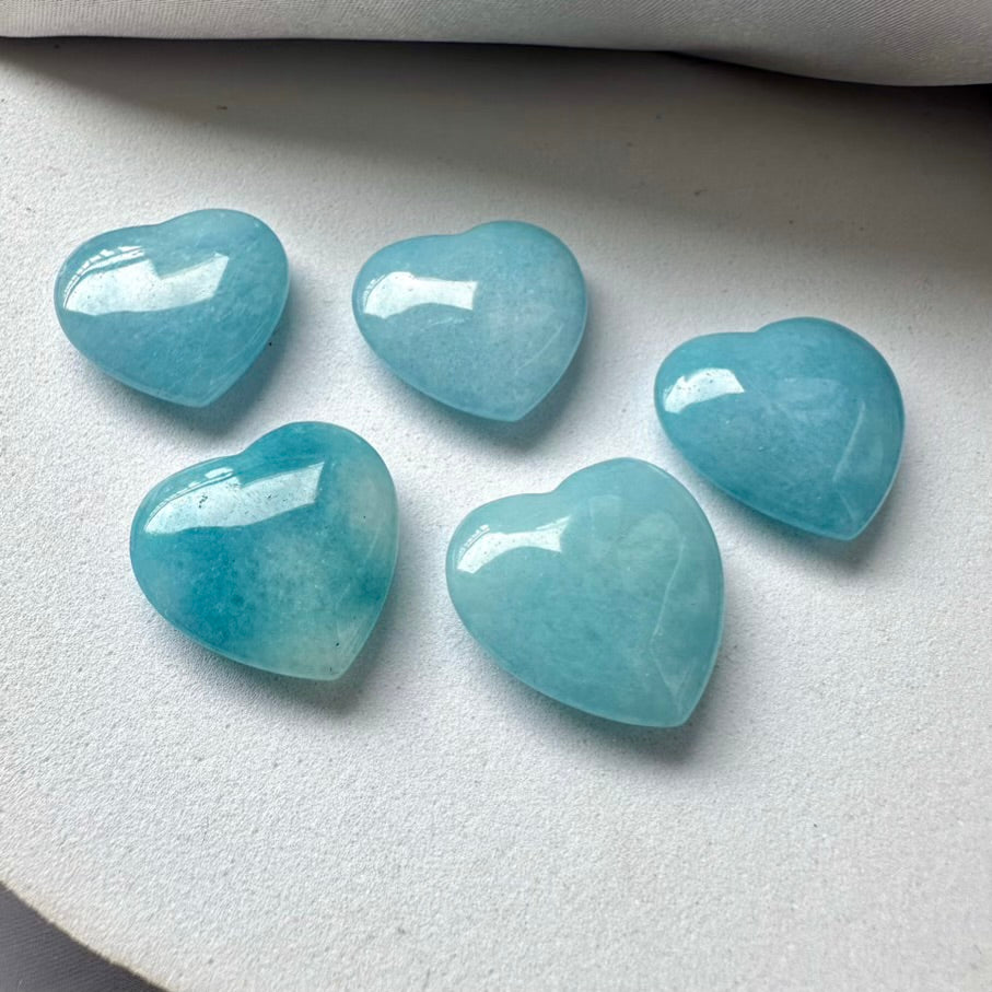 Aquamarine Heart 20 mm / 5 pieces set - FairyGardenGlow