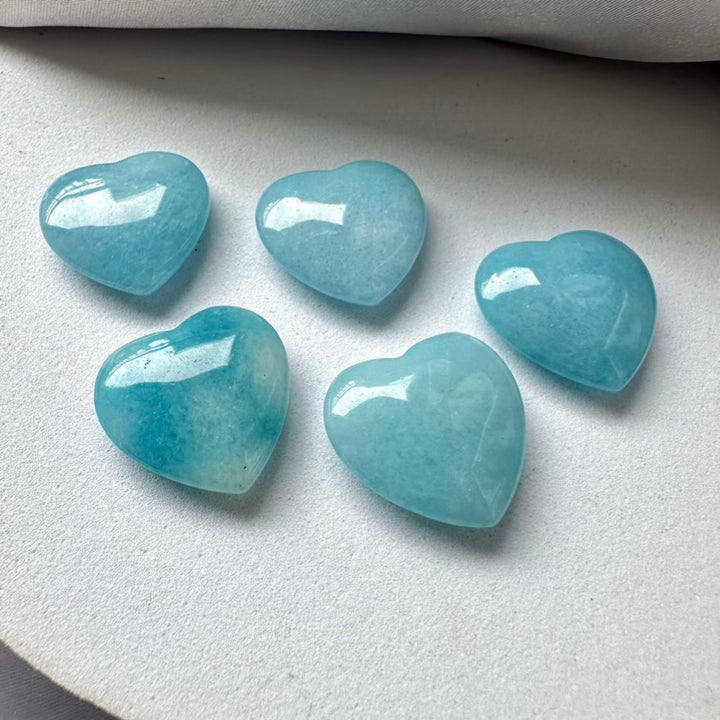 Aquamarine Heart 20 mm / 5 pieces set - FairyGardenGlow