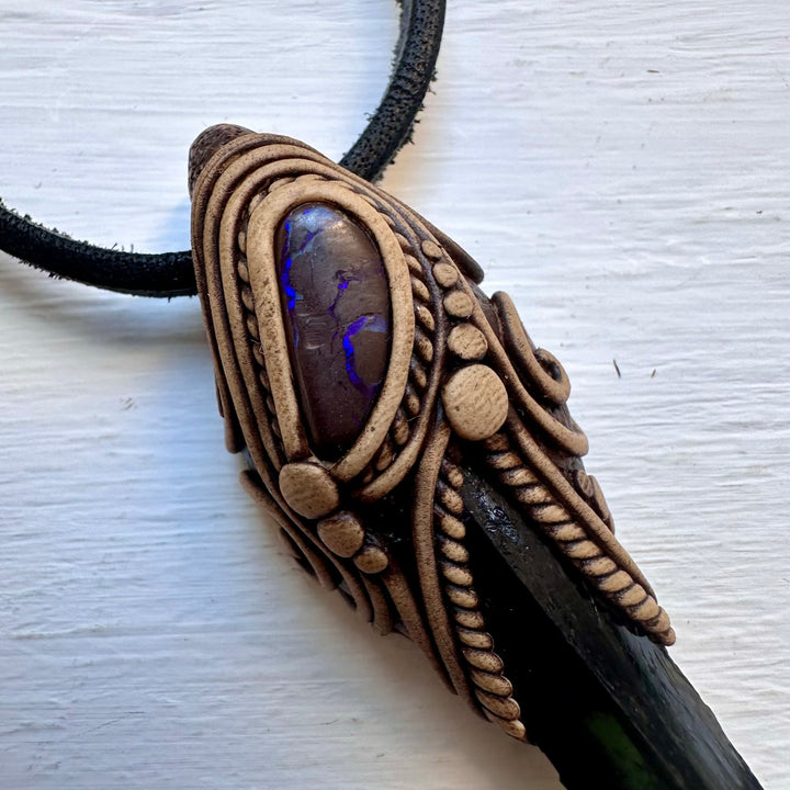 Vivianite and Boulder Opal Necklace - FairyGardenGlow