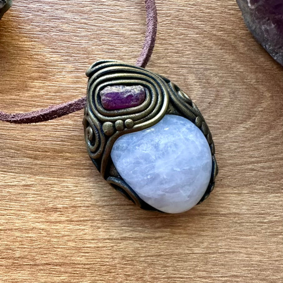 Rose Quartz and Ruby Necklace - FairyGardenGlow