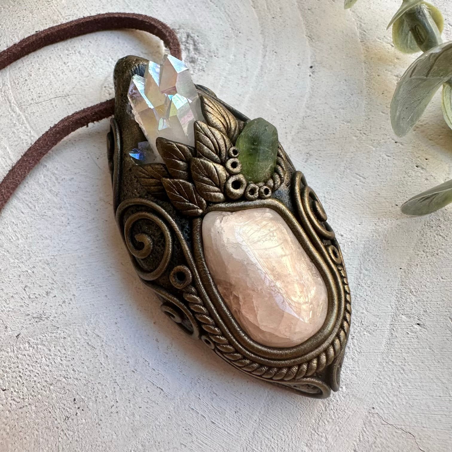 Luxury spiritual jewelry with morganite and peridot