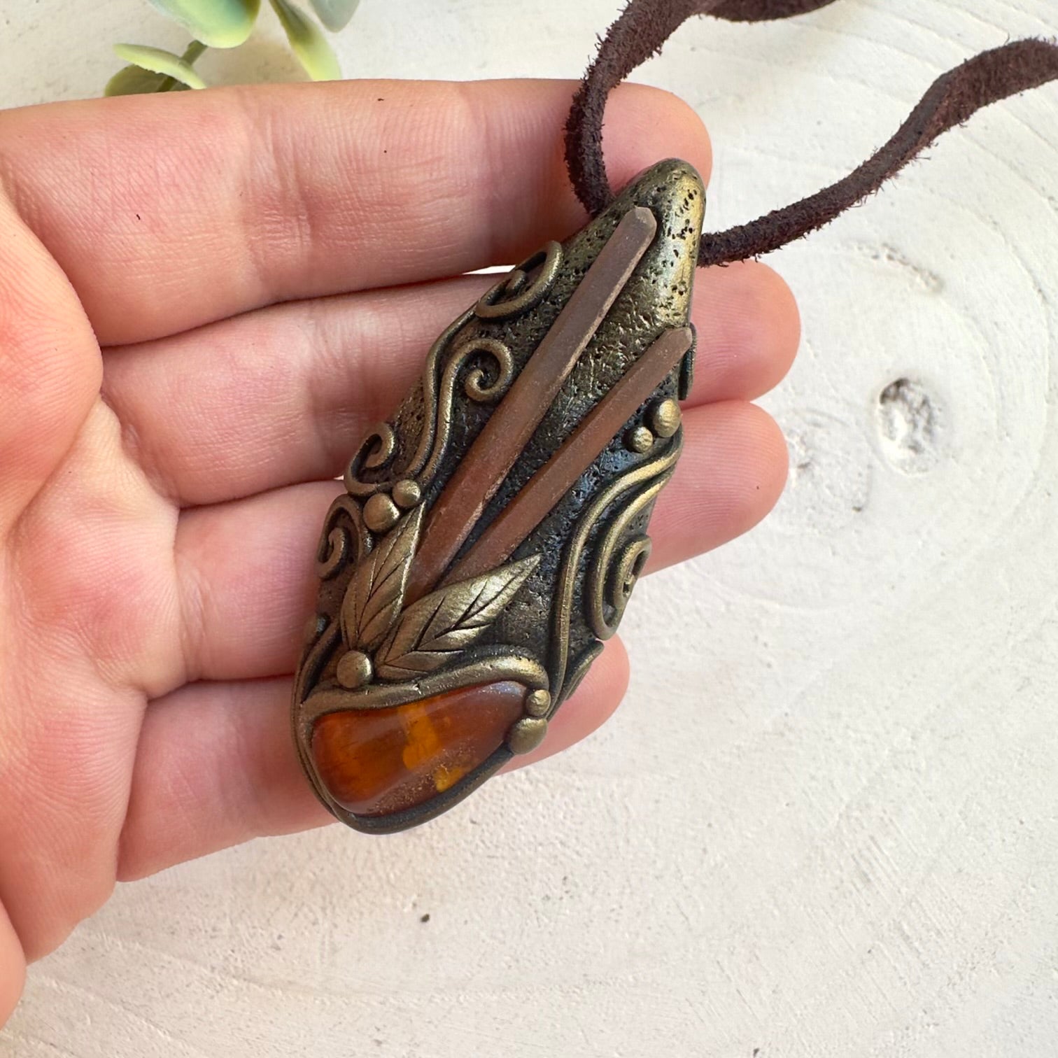 Healing crystal jewelry featuring Baltic Amber and Red Quartz