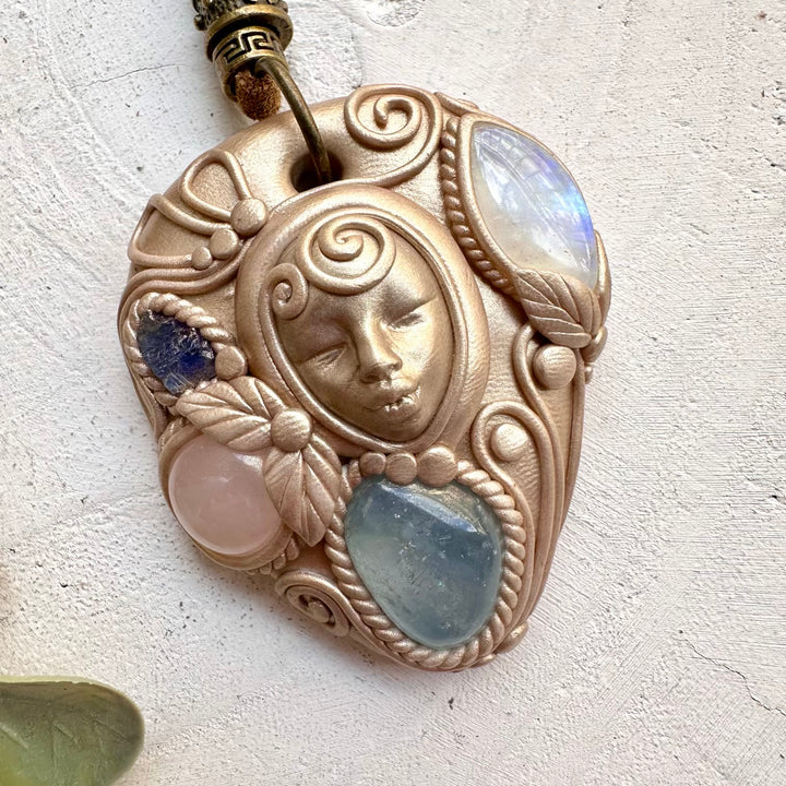 Handmade talisman goddess necklace for intuition and emotional healing