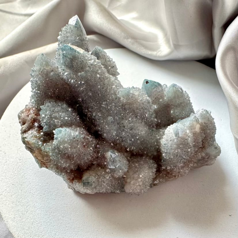 Aqua Aura Spirit Quartz Cluster - L / Unique - FairyGardenGlow