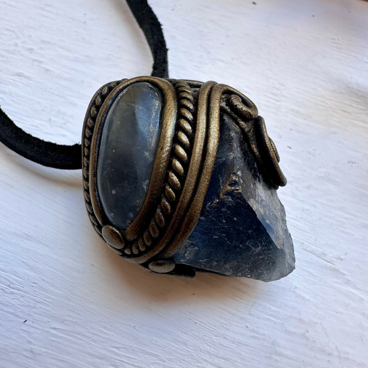Blue Fluorite and Celestite Necklace - FairyGardenGlow