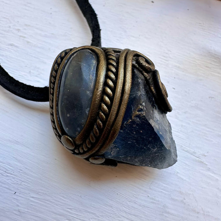 Blue Fluorite and Celestite Necklace - FairyGardenGlow
