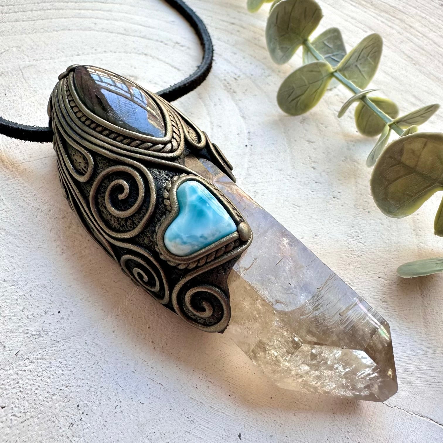 Luxury spiritual jewelry with labradorite and larimar